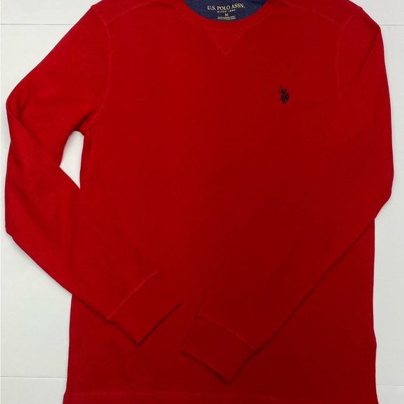 U.S. Polo Assn. Men's Red Waffle Knit Thermal Medium Cotton Horse Logo - Picture 6 of 12